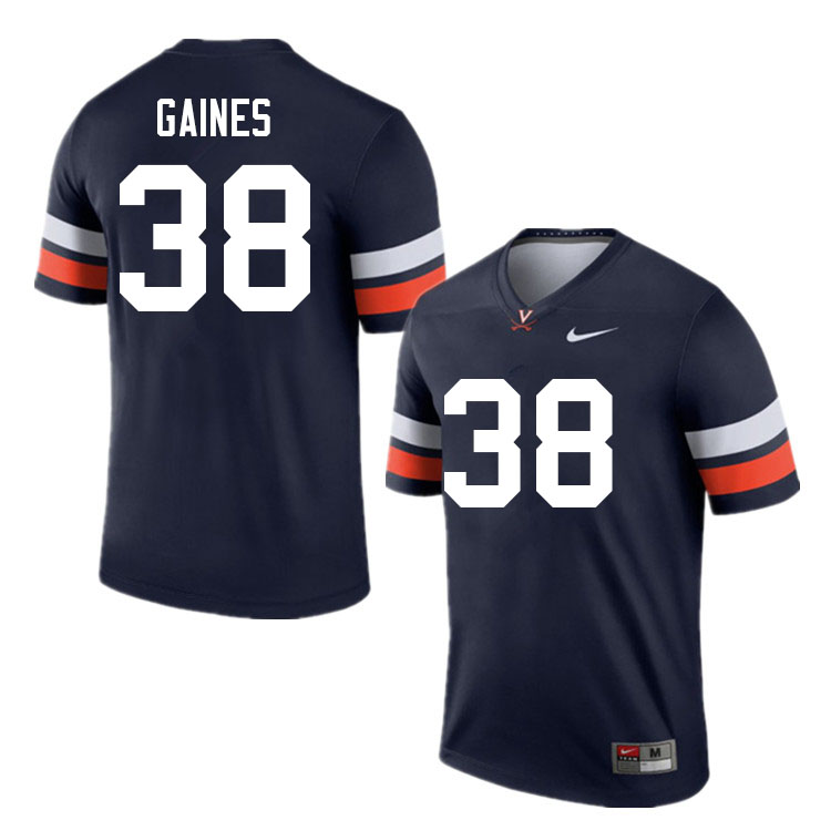 Men #38 Elijah Gaines Virginia Cavaliers College Football Jerseys Sale-Navy - Click Image to Close